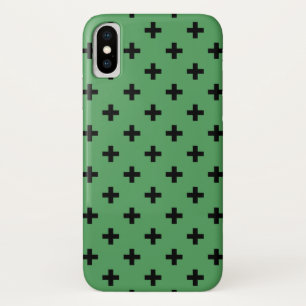 Black polka crosses on green Case-Mate iPhone case