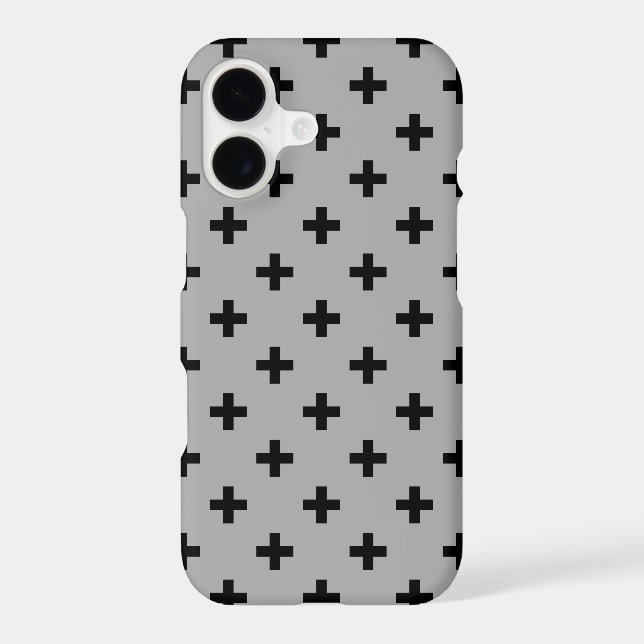 Black polka crosses on grey (Back)