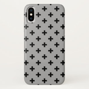 Black polka crosses on grey Case-Mate iPhone case