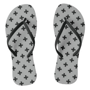 Black polka crosses on grey jandals
