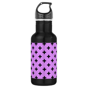 Black polka crosses on lilac 532 ml water bottle