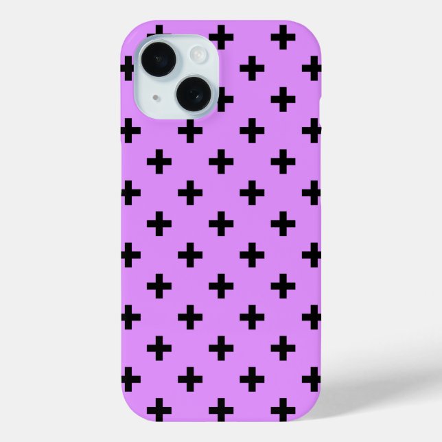 Black polka crosses on lilac Case-Mate iPhone case (Back)