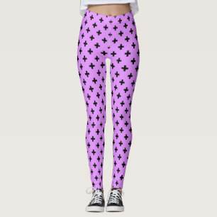 Black polka crosses on lilac leggings