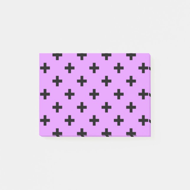 Black polka crosses on lilac post-it notes (Front)
