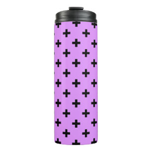 Black polka crosses on lilac thermal tumbler