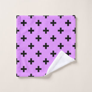 Black polka crosses on lilac wash cloth