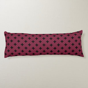 Black polka crosses on mulberry body cushion