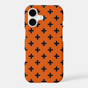 Black polka crosses on orange