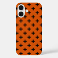 Black polka crosses on orange