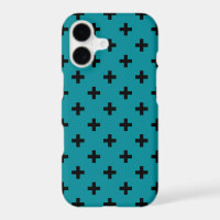 Black polka crosses on teal