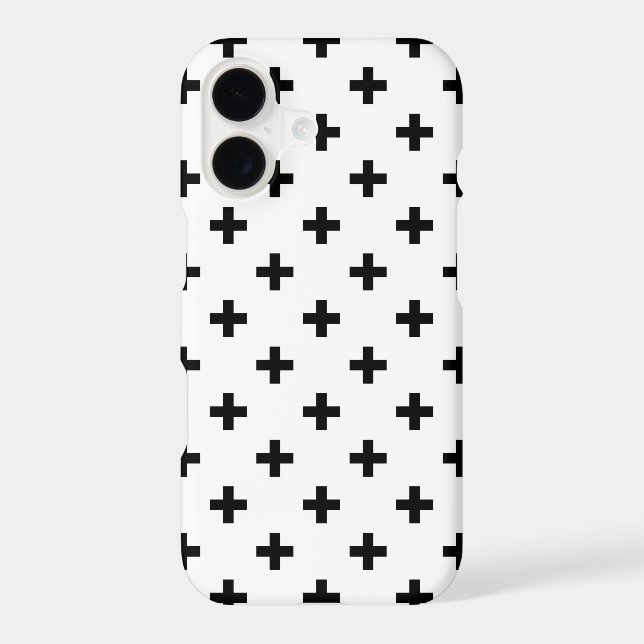 Black polka crosses on white (Back)