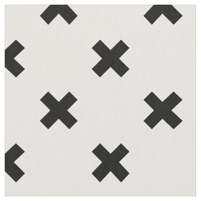 Black polka crosses on white fabric (Close Up)