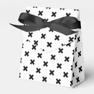 Black polka crosses on white favour box
