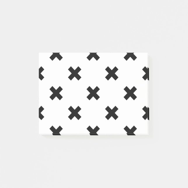Black polka crosses on white post-it notes (Front)