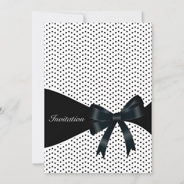 Black Polka Dot Birthday Party Invitation (Front)