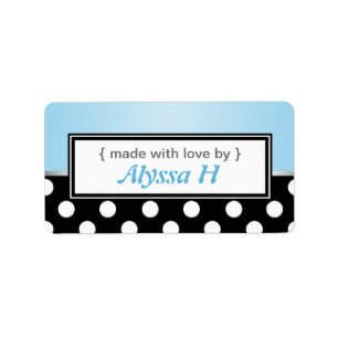 Black Polka Dot Blue Personalised Baking Labels