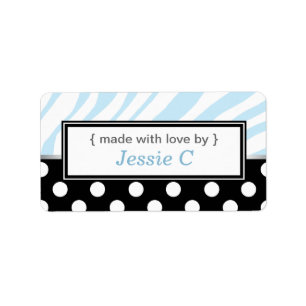 Black Polka Dot Blue Zebra Print Baking Labels