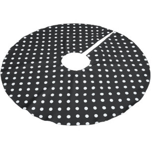 Black Polka Dot Brushed Polyester Tree Skirt