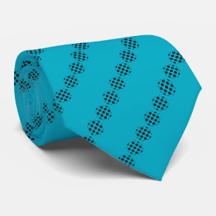 Black Polka Dot Circles Pattern On Cyan Blue Tie