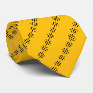 Black Polka Dot Circles Pattern On Gold Colour Tie