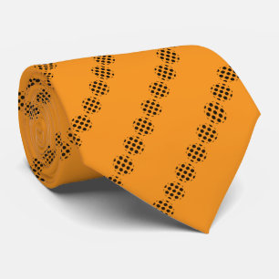 Black Polka Dot Circles Pattern On Orange Colour Tie