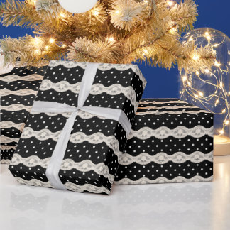 Black Polka Dot Lace Wrapping Paper