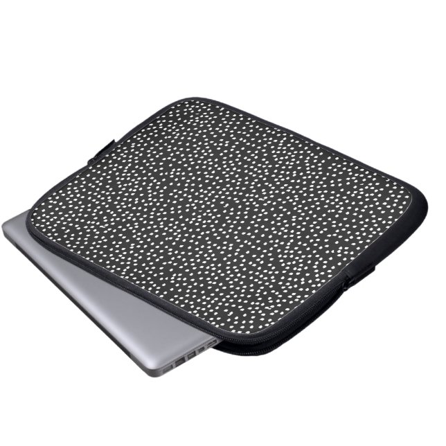 black polka dot laptop sleeve (Front Bottom)
