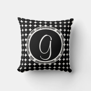 Black Polka Dot Monogram Cushion