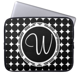 Black Polka Dot Monogram Laptop Sleeve