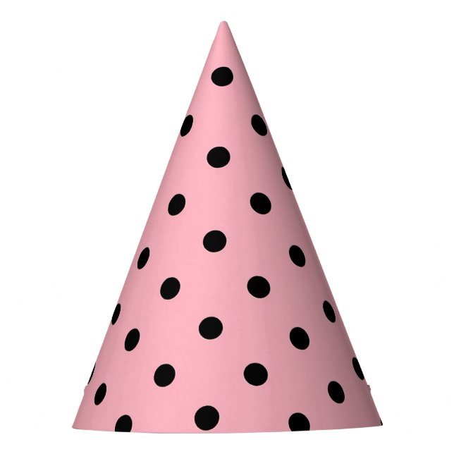 Black Polka Dot on Pink Party Hat (Front)