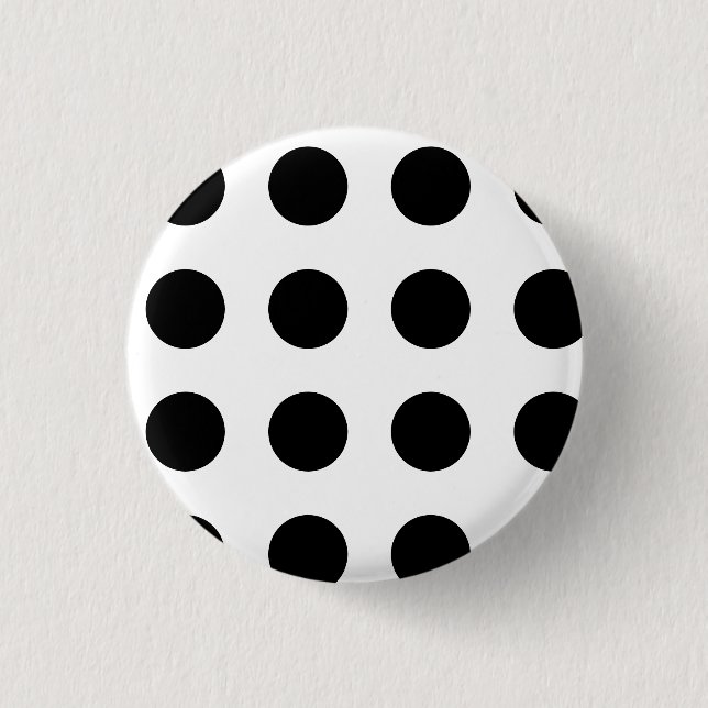 Black polka dot on white background 3 cm round badge (Front)