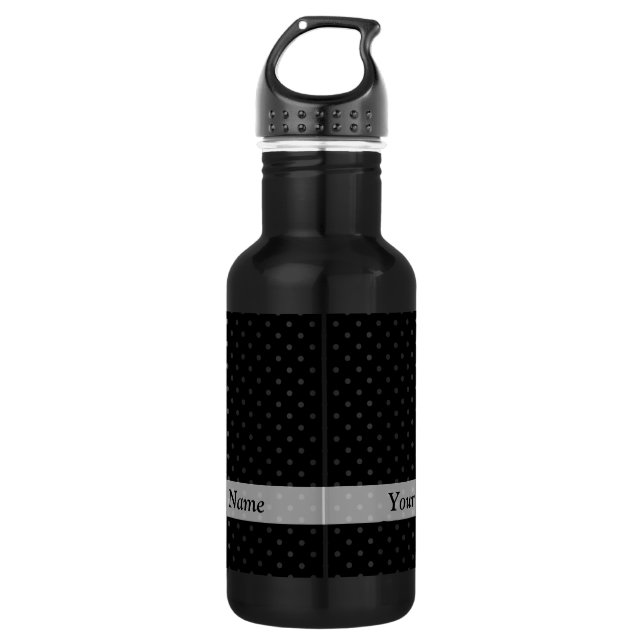 Black  polka dot pattern 532 ml water bottle (Front)