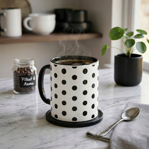 Black Polka Dot Pattern Coffee Mug