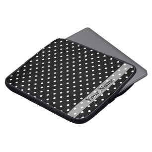 Black polka dot pattern laptop sleeve
