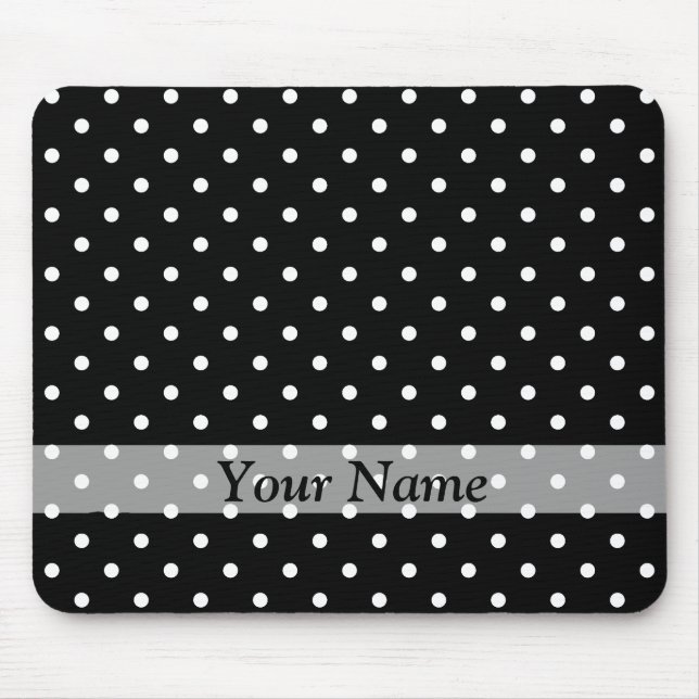 Black  polka dot pattern mouse pad (Front)