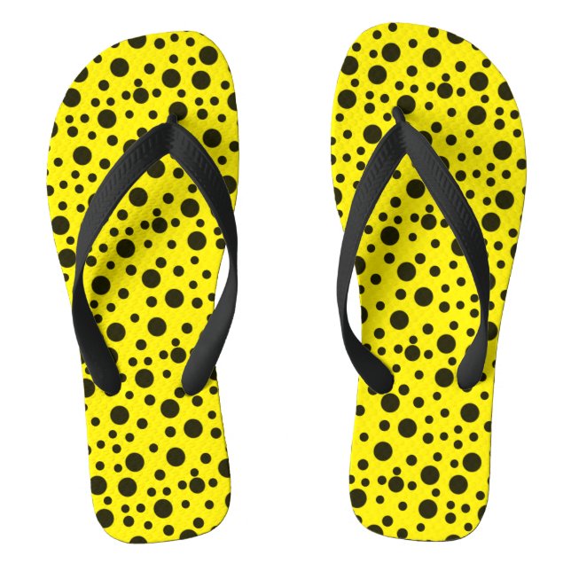 Black polka Dot Pattern on Blue Background Jandals (Footbed)
