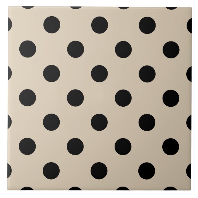 Black Polka Dot Pattern - Tan Tile (Front)