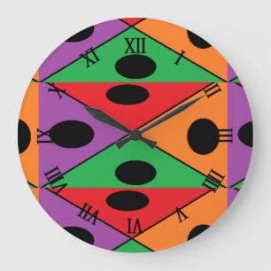 Black polka dot patterned large clock