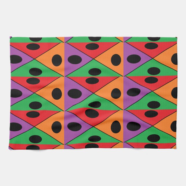 Black polka dot patterned tea towel (Horizontal)