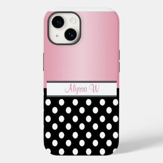 Black Polka Dot Pink iPhone 14 Case