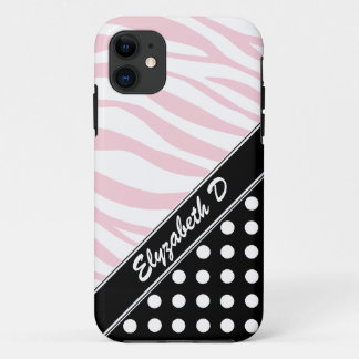 Black Polka Dot Pink Zebra Print iPhone 5 Case