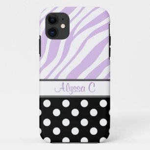 Black Polka Dot Purple Zebra Print iPhone 5 Case