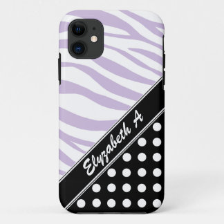 Black Polka Dot Purple Zebra Print iPhone 5 Case