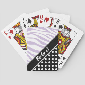 Black Polka Dot Purple Zebra Print Playing Cards