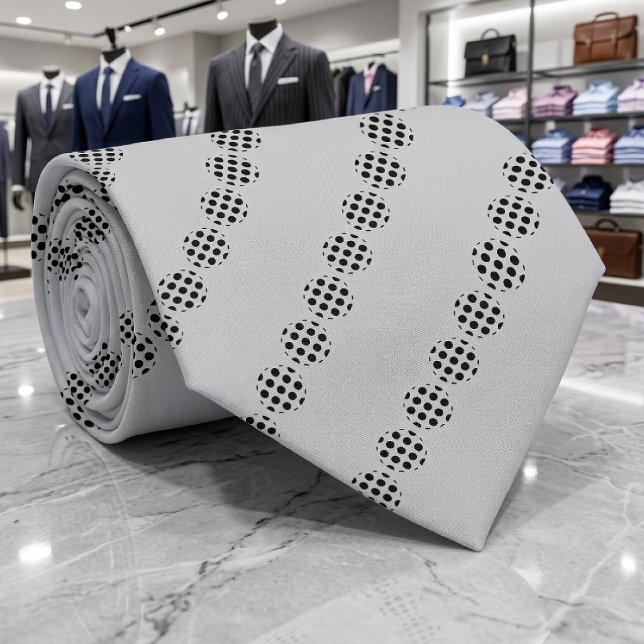 Black Polka Dot Screen Circles Pattern On Grey Tie (Creator Uploaded)
