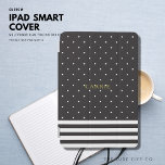 Black Polka Dot Stripe iPad Mini Cover Personalise<br><div class="desc">Make this chic cover yours and personalise it with your name (in a brass/gold tone colour).</div>
