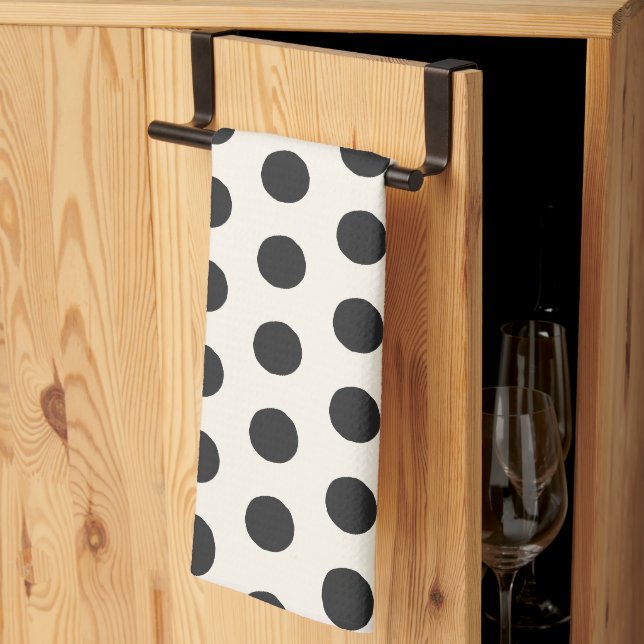 Black Polka Dot Tea Towel (Thirds Fold)