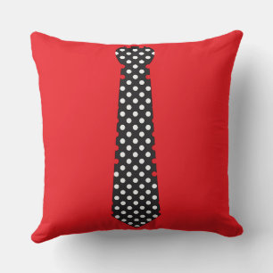 Black Polka Dot Tie Red Throw Pillow