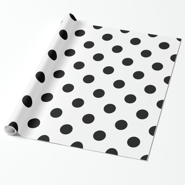 Black Polka-dot Wrapping Paper (Unrolled)