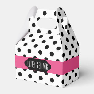 Black polka dots and pink stripe custom favour box